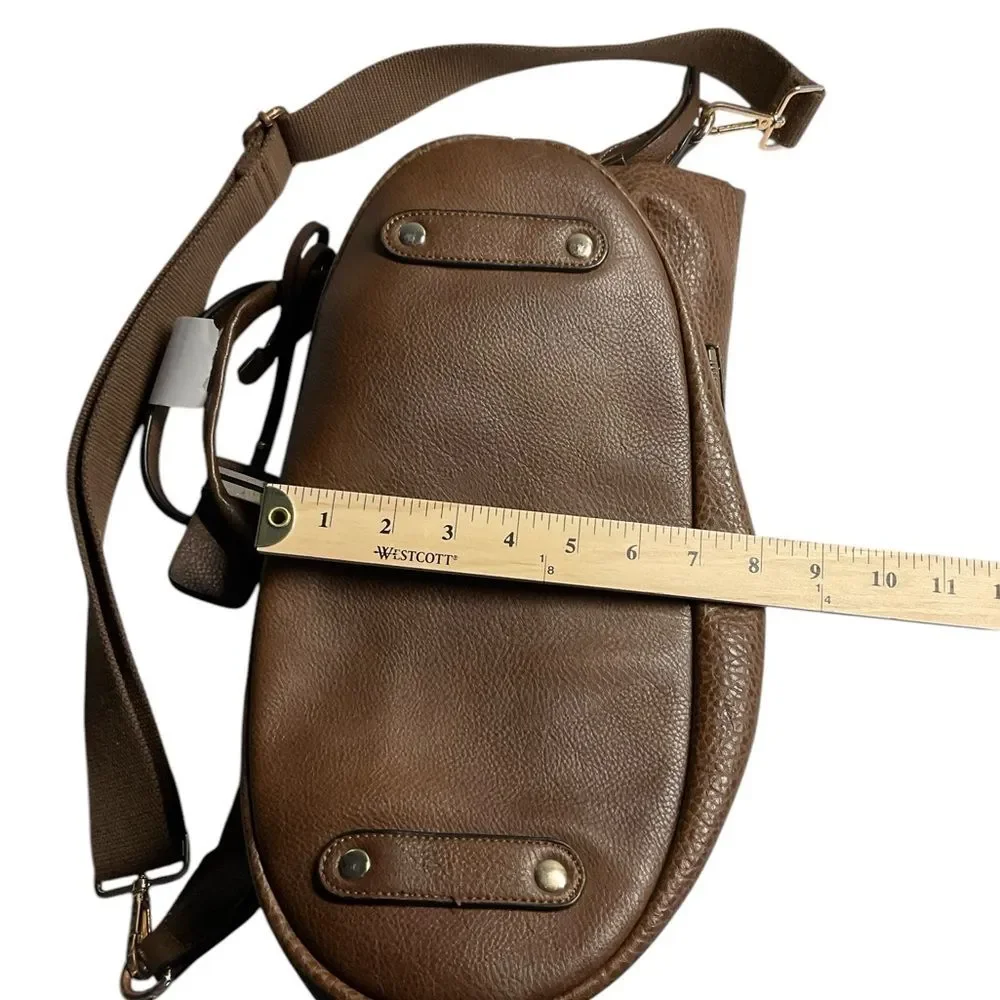 Unbranded Mixed Material Brown Satchel Handbag Detachable Strap Crossbody Bag